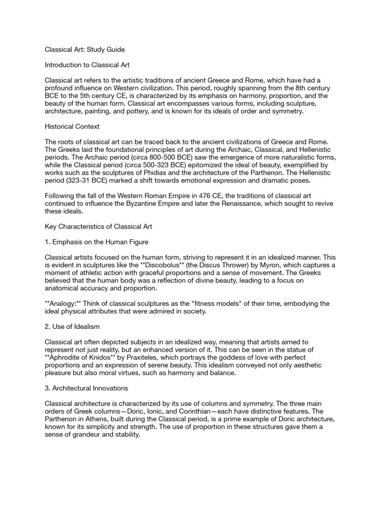 Overview of Classical Art Principles | PDF | Sculpture