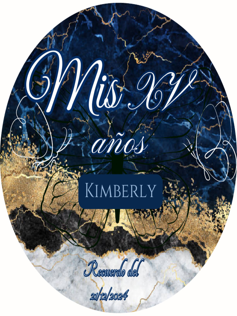 Sticker Etiqueta Recuerdo XV Años Elegante Floral Azul | PDF