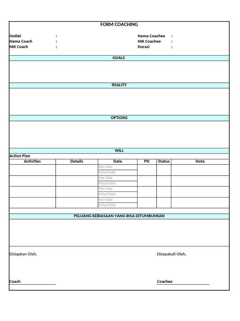 Formulir Coaching untuk Pengembangan | PDF