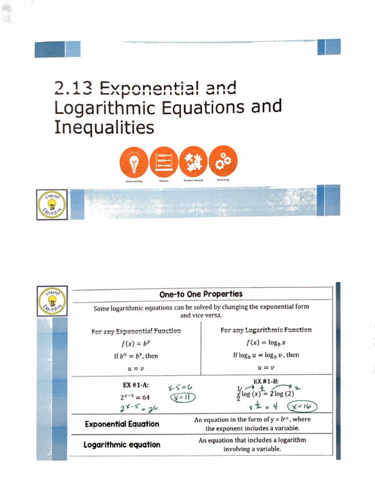 2.13 Exponential and Logarithmic Equations FILLED IN | PDF