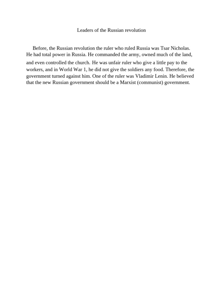 leaders of russian revolution