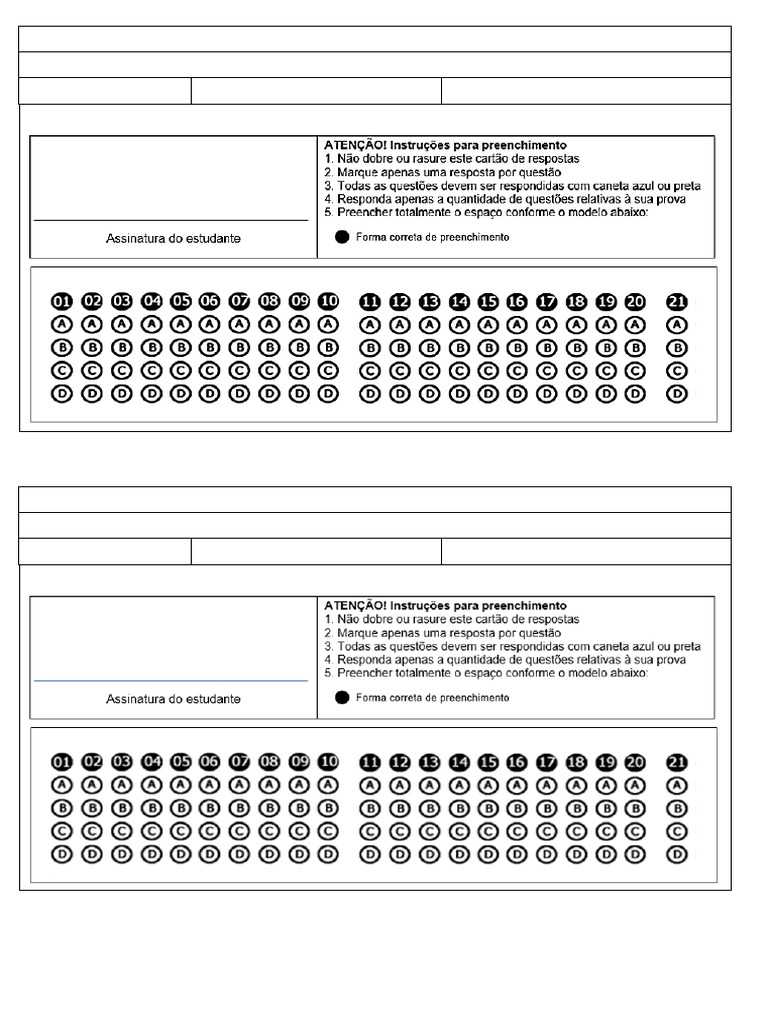 Cartão de resposta | PDF