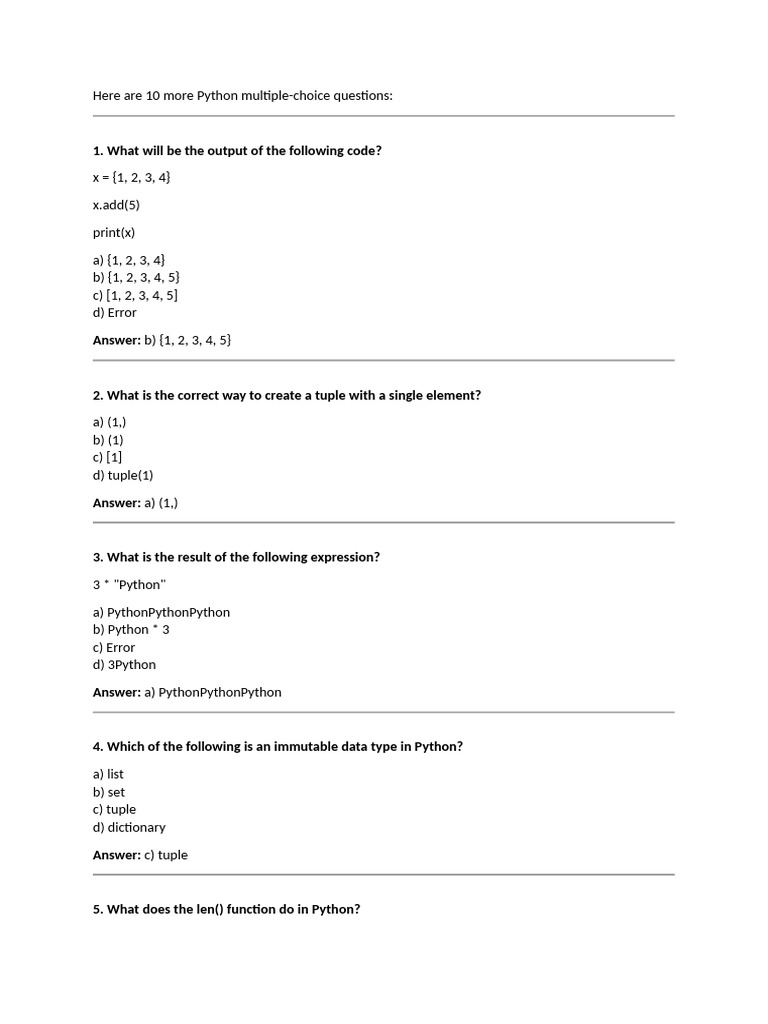 Here Are 10 More Python Multiple-44 | PDF