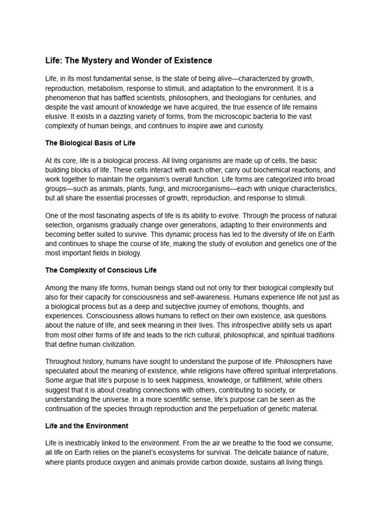 The Essence and Purpose of Life | PDF | Life | Biology