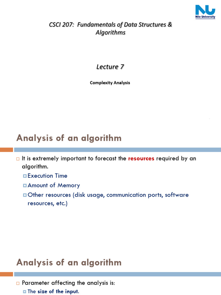 Complexity Analysis of Algorithms | PDF | Time Complexity | Theory Of ...