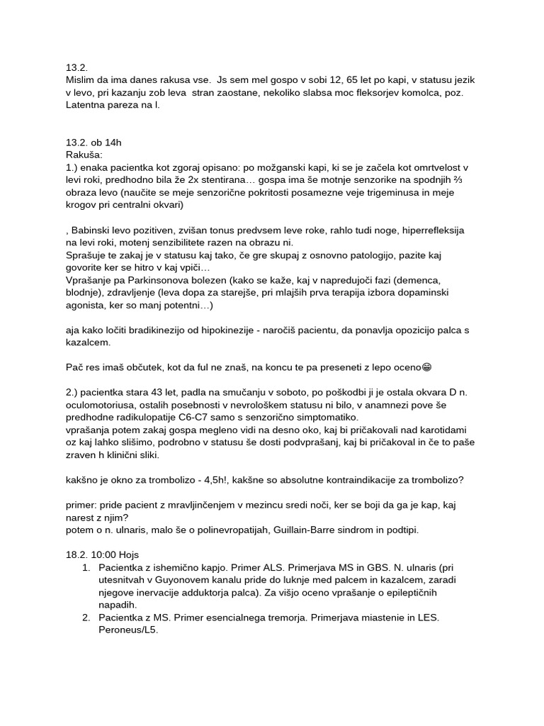 Nevrologija - UI 2. Rok 2019 | PDF