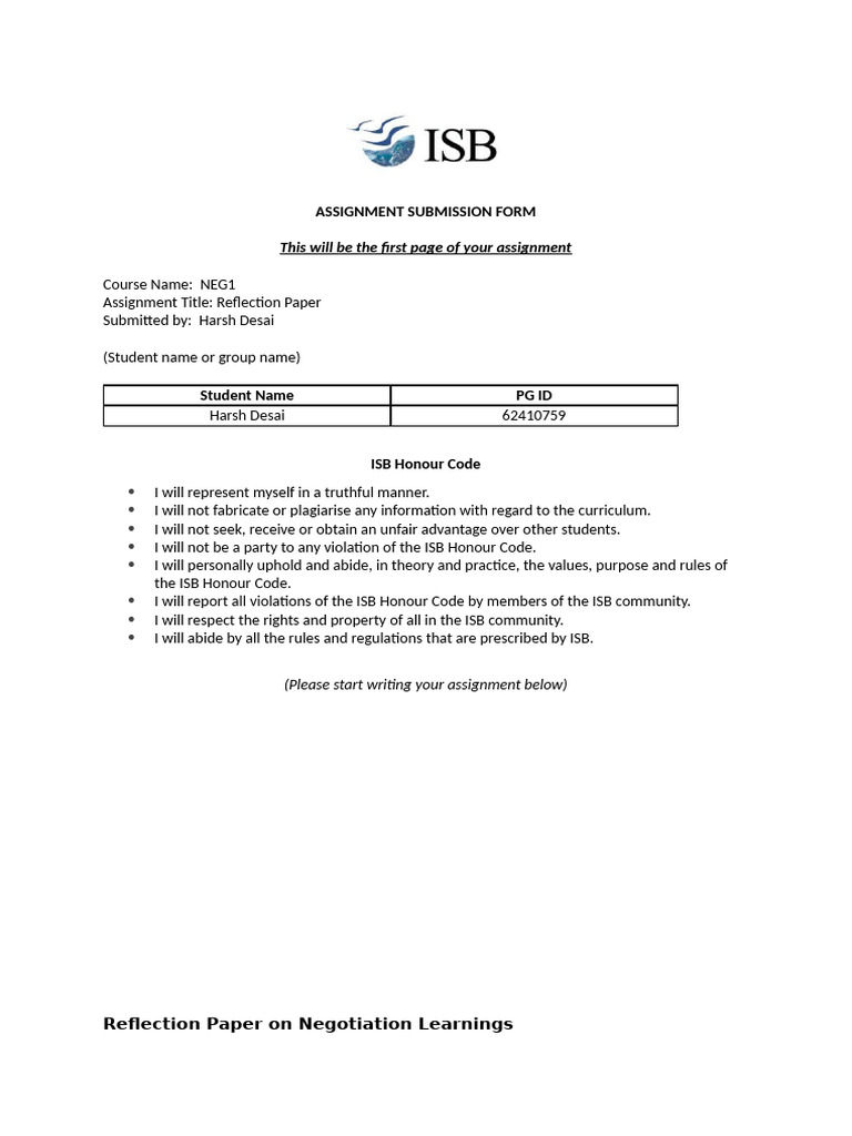 Reflection Paper 2 | PDF | Negotiation | Coalition