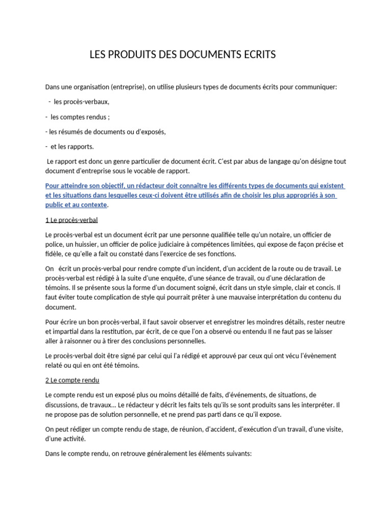 Produits de documents écrits en entreprise | PDF | Recherche d'information