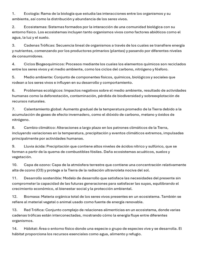 Conceptos Clave de Ecología y Medio Ambiente | PDF | Entorno natural ...