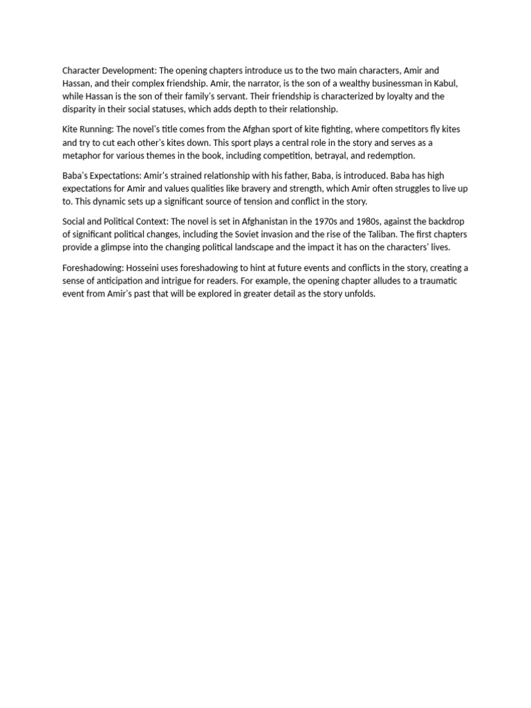 1-4 Kite Runner Notes | PDF