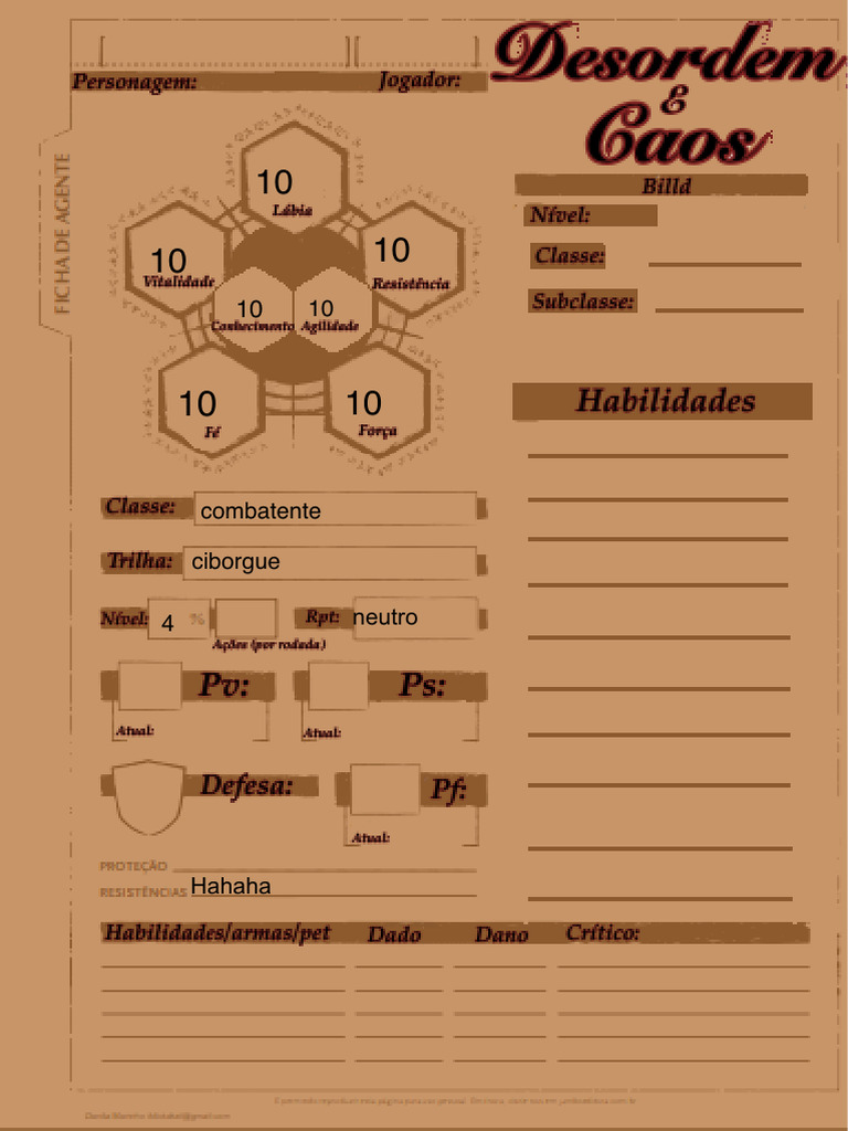 Ficha RPG Editável | PDF