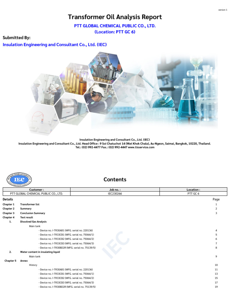 Transformer Oil Analysis Summary | PDF | Carbon Dioxide | Propane