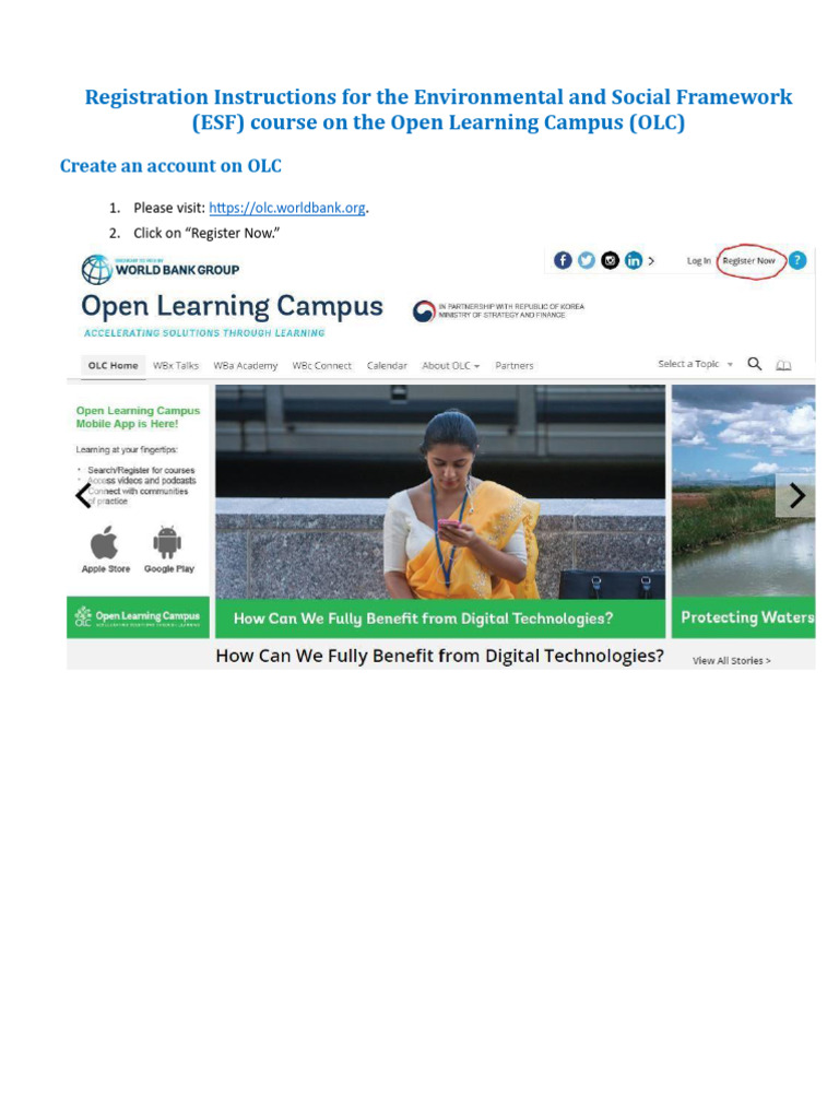 ESF Course Registration Guide on OLC | PDF