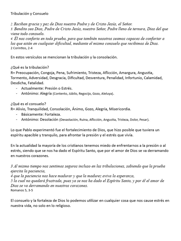 Tribulación y Consuelo | PDF | Cristo (título)
