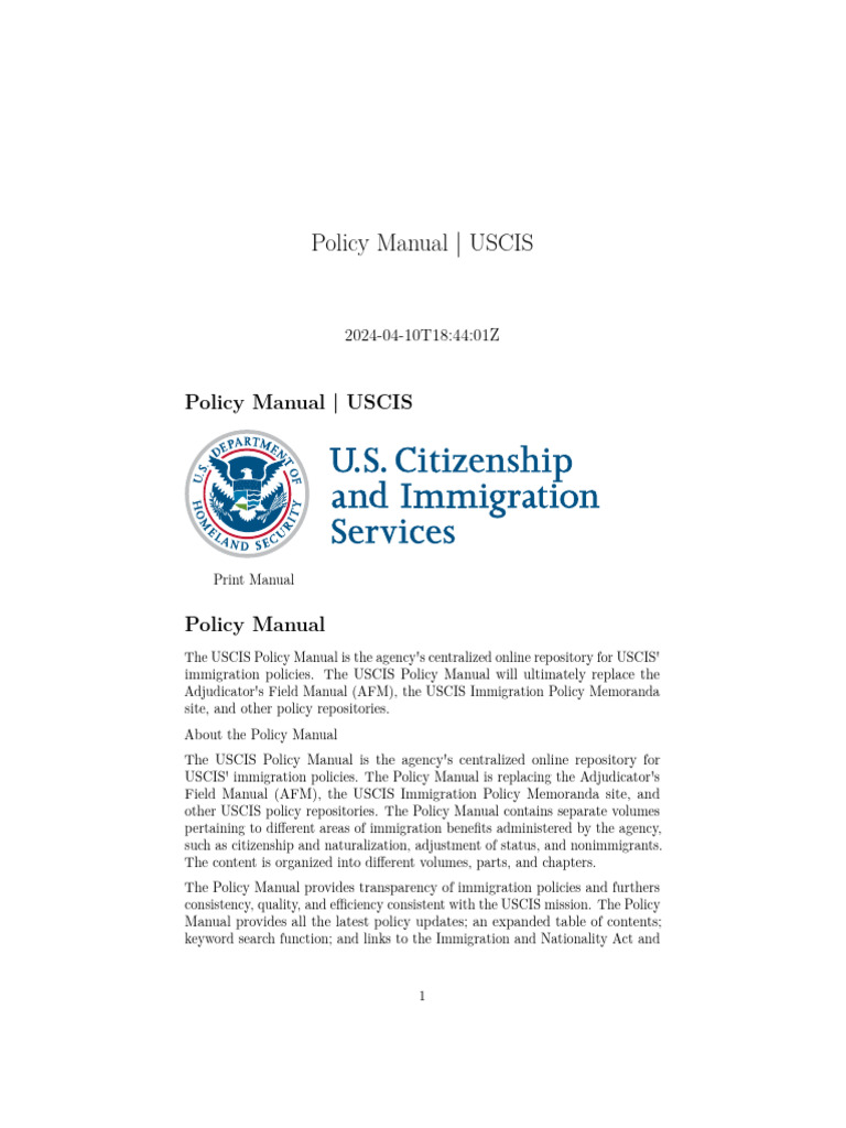 Uscis Updated Policy Manual