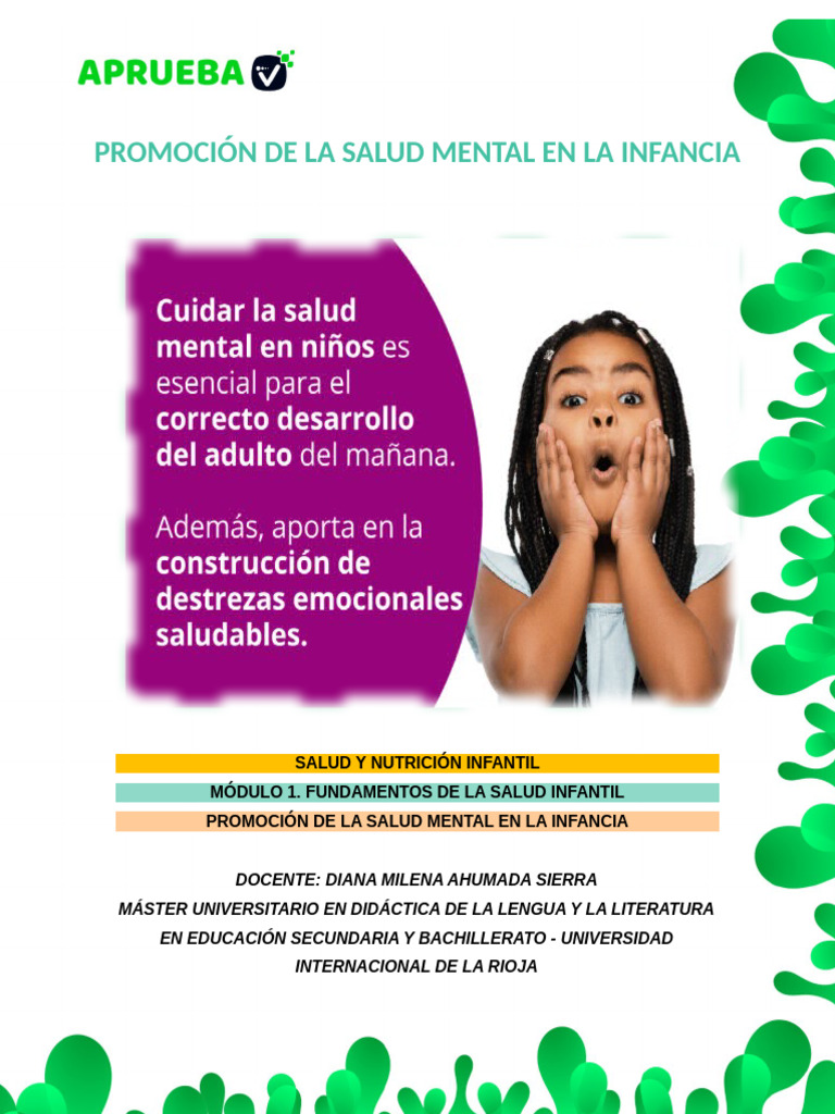 Word 4 Promoción de La Salud Mental en La Infancia | PDF | Autoestima ...