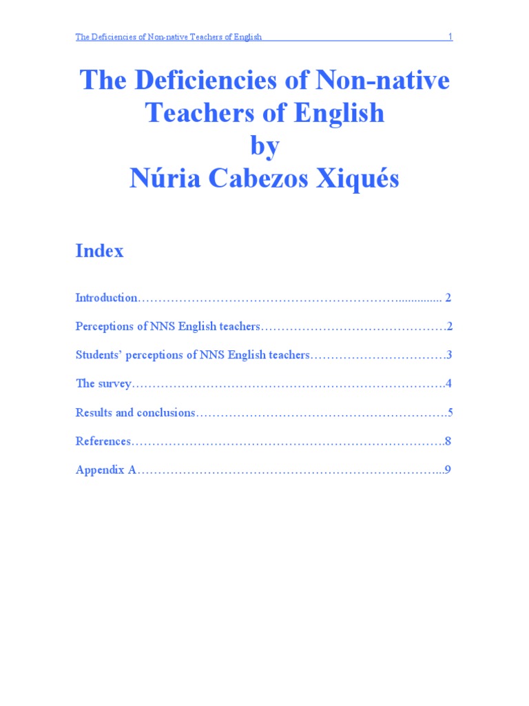 Deficiencies of Non-native English Teachers | PDF | English As A Second ...