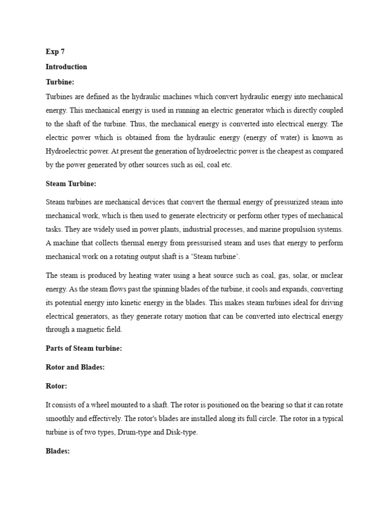 Exp 7 | PDF | Turbine | Mechanical Engineering