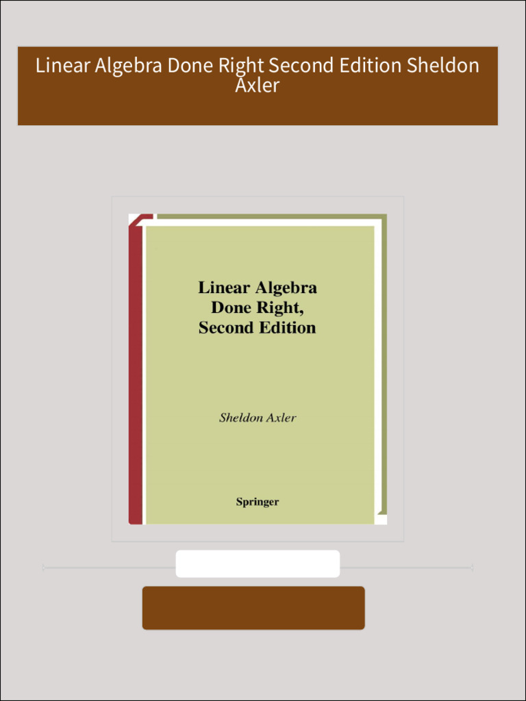 Linear algebra done right second edition sheldon axler download pdf