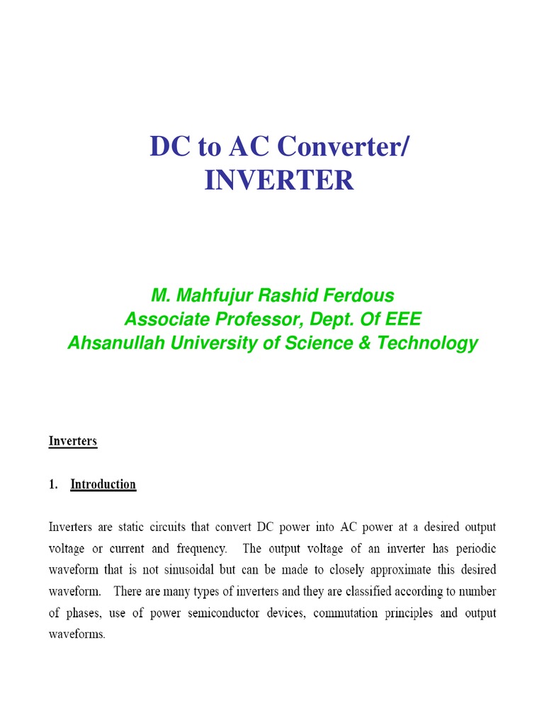 DC To AC Converter/ Inverter | PDF