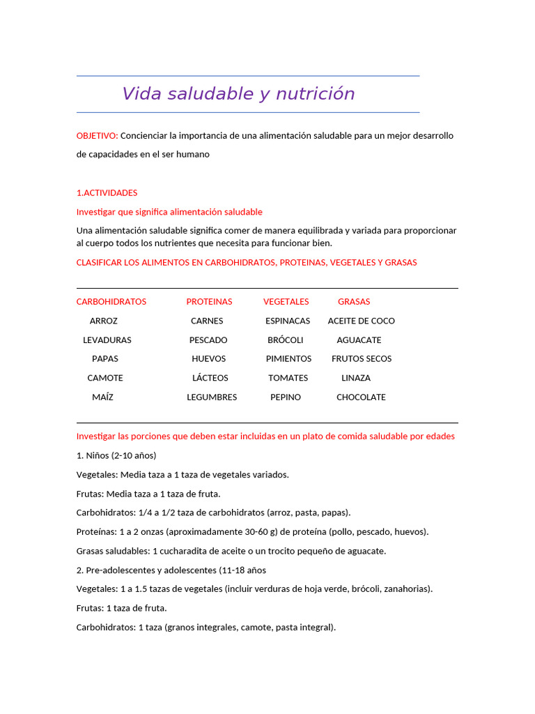 Vida Saludable y Nutrición | PDF | Vegetales | Tarjeta de débito