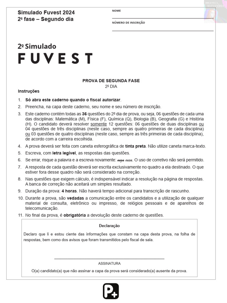 Simulado Fuvest 2024 - 2ª Fase | PDF | Dióxido de carbono | Ligação química