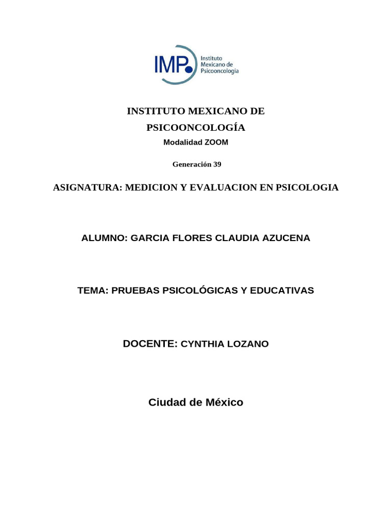 Pruebas Psicológicas y Educativas en Zoom | PDF