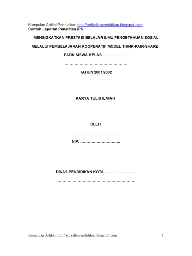 Contoh Laporan Penelitian Ips