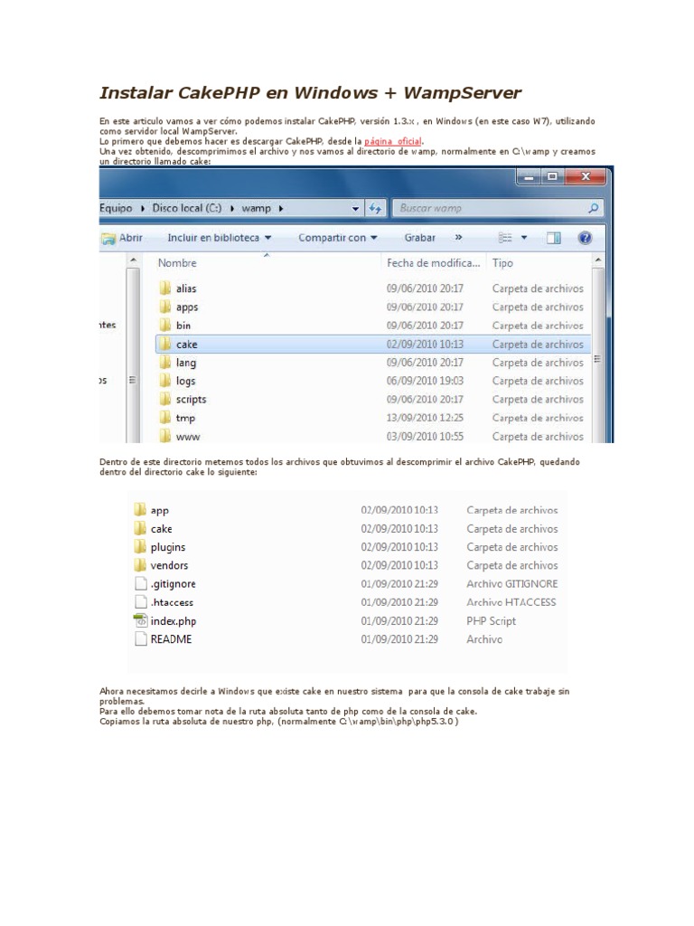Instalación de CakePHP en WampServer | PDF | Php | Archivo de computadora