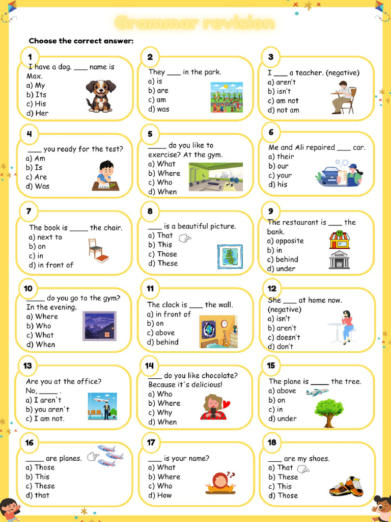 Starters Grammar Worksheet | PDF