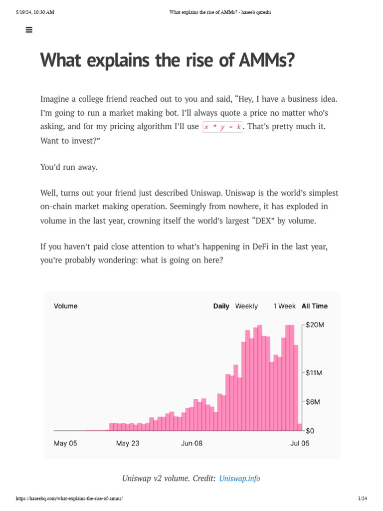 What Explains The Rise of AMMs - Haseeb Qureshi | PDF | Arbitrage ...