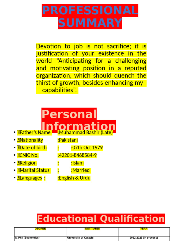 Professional Summary and Qualifications | PDF