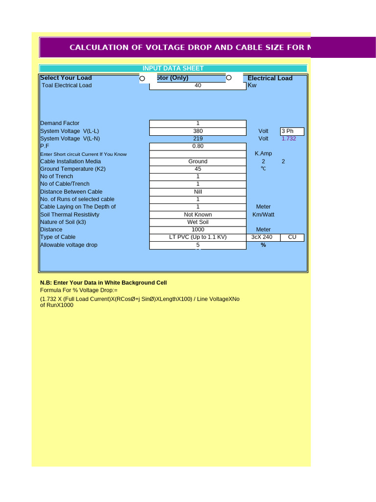 Voltage Drop & Cable Sizing Guide | PDF | Voltage | Volt
