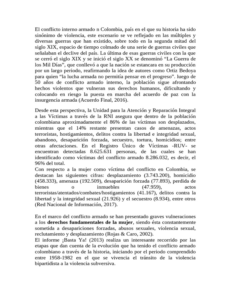 conflicto interno armado en Colombia | PDF | Colombia | Violencia