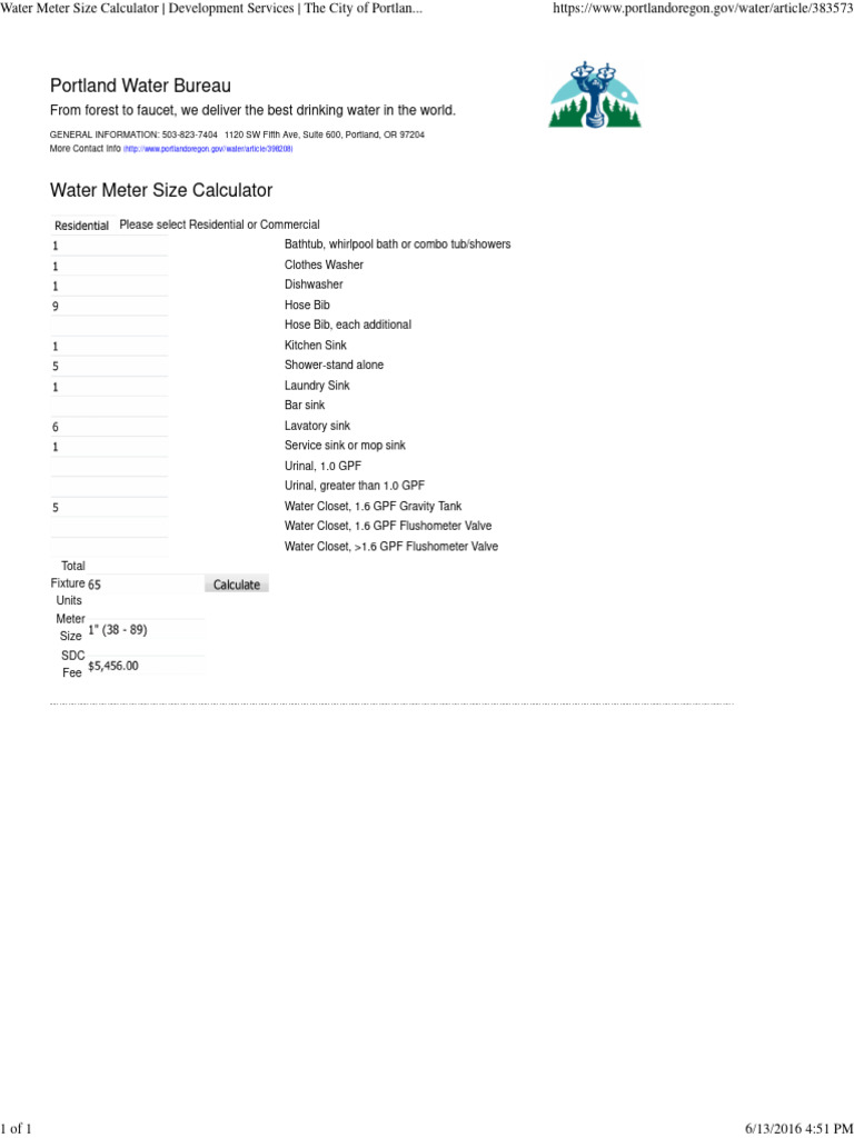 Water Meter Size Calculator Guide | PDF