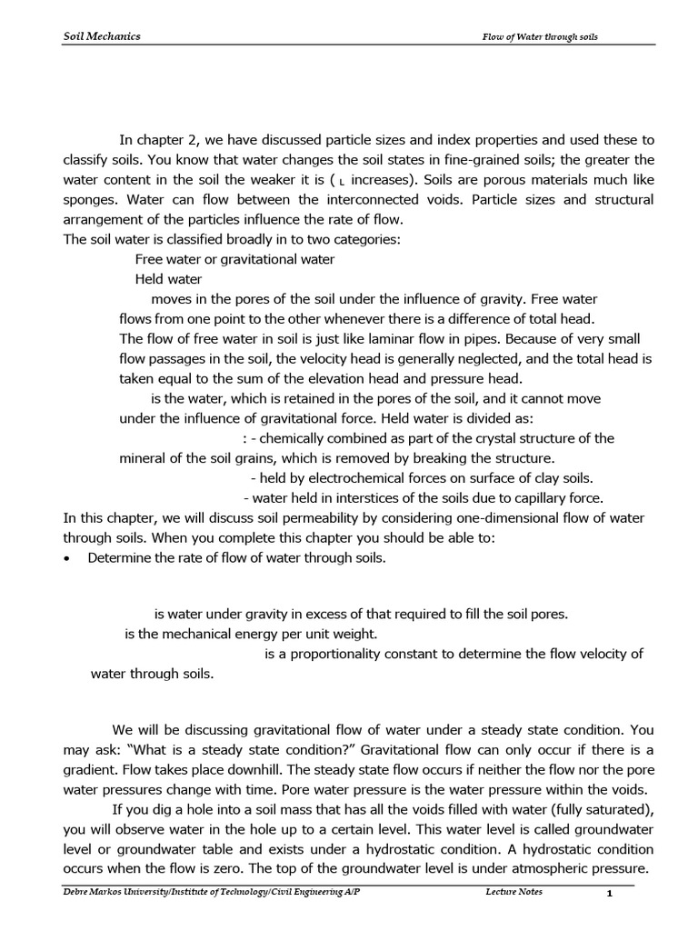 2 Chapter 2 One Dimensional Flow of Water Through Soils Edited222 | PDF ...