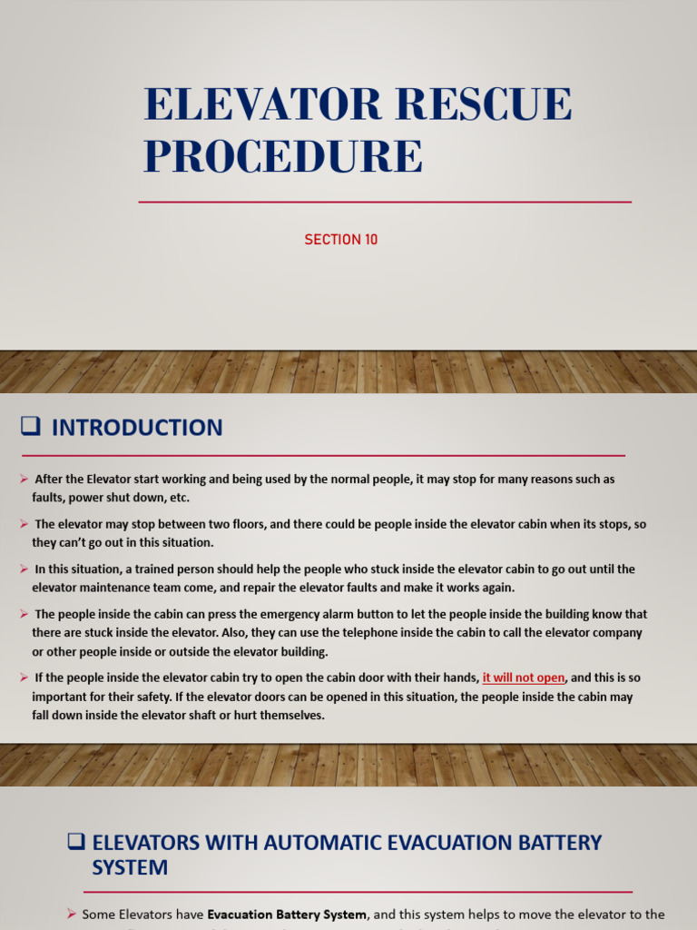 10)+Eelevator+Rescue+Procedure+-+Section | PDF | Elevator | Vehicles