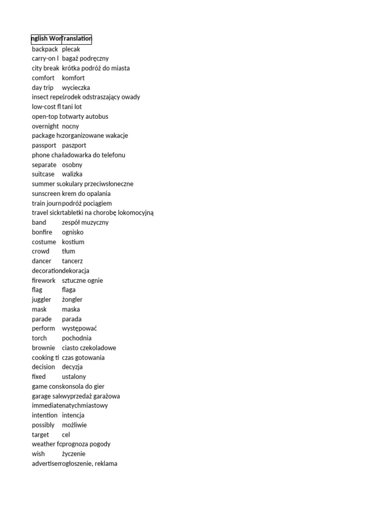 Flashcards Word List | PDF