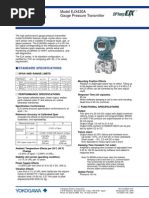 General Specifications: Model EJX430A Gauge Pressure Transmitter