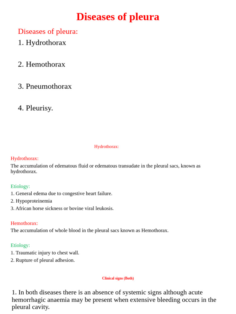 Hemothorax and Pleurisy Overview | PDF | Thorax | Lung