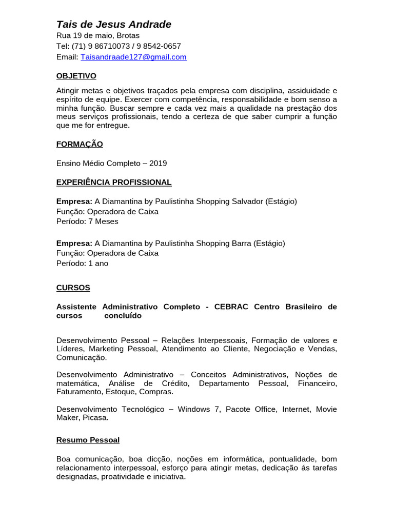 Tais de Jesus Andrade | PDF