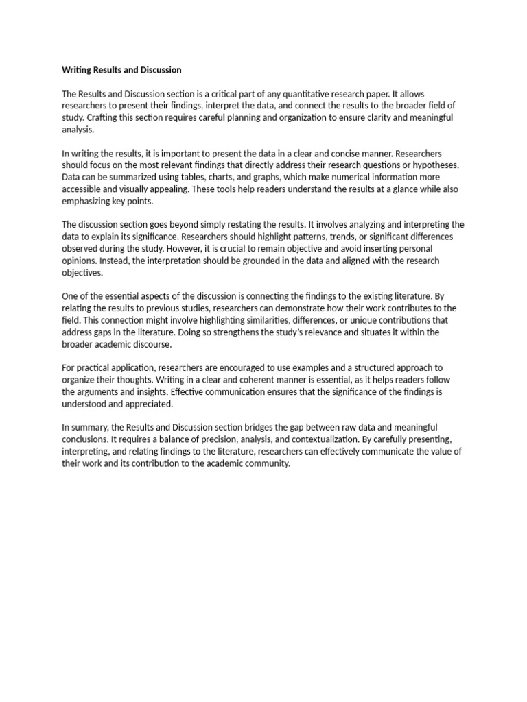Writing results and discussion pdf