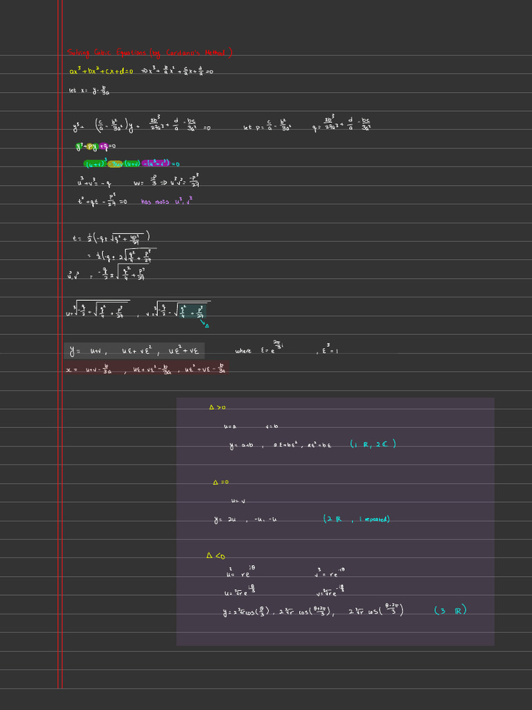 Solving Cubic Equations(by Cardano’s Method) | PDF