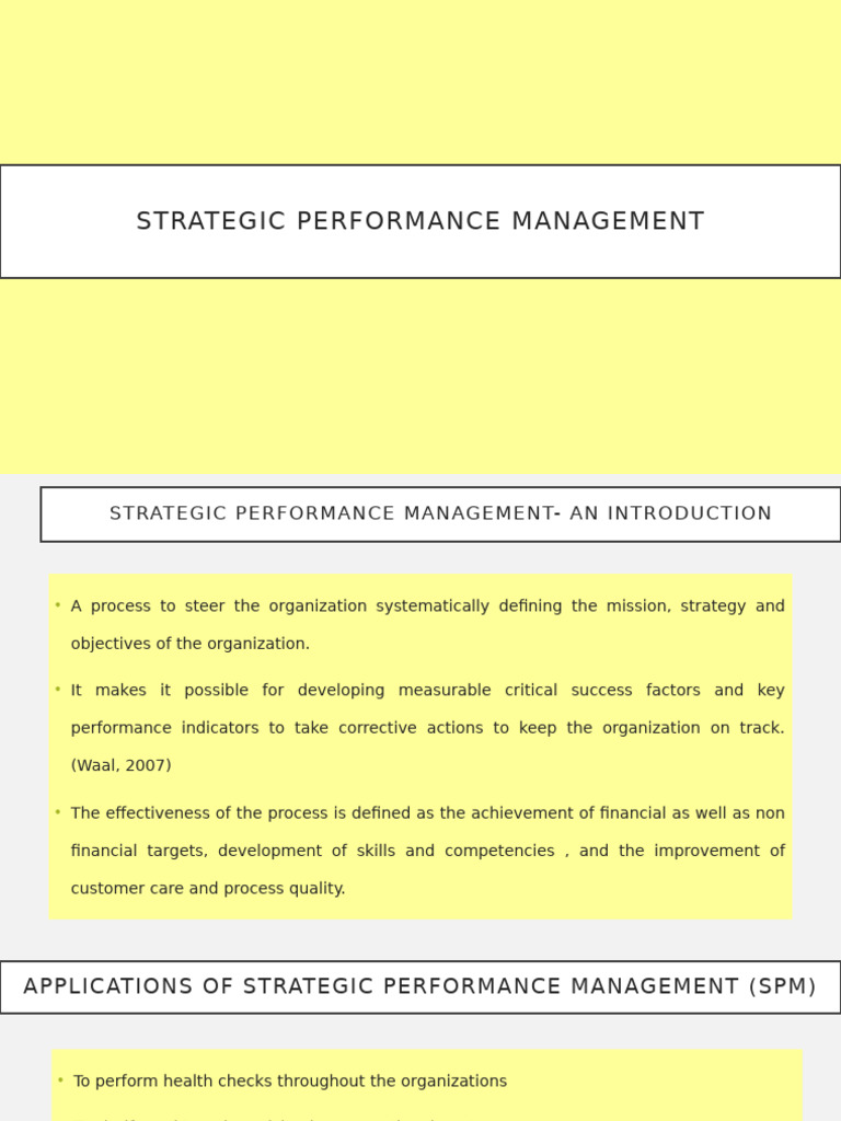 Strategic Performance Management Overview | PDF