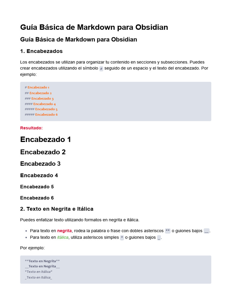 Markdown Esencial para Obsidian | PDF