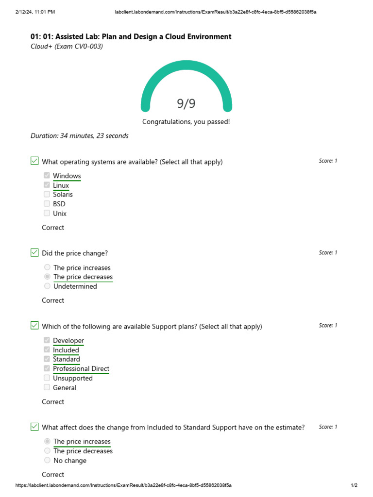 Cloud+ Exam CV0-003 Results Summary | PDF | Unix | Computer Engineering