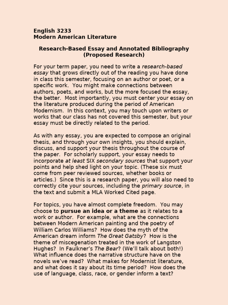 Annotated Bibliography and Term Paper 2024 | PDF | Essays | Thesis