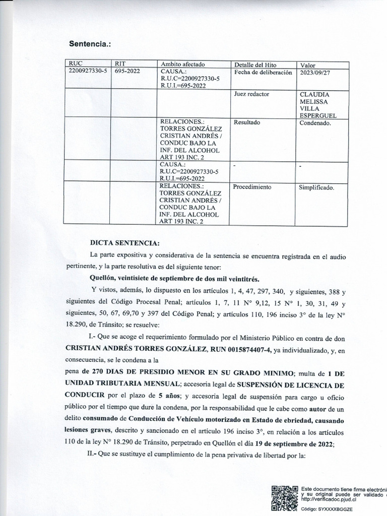 Sentencia Penal | PDF