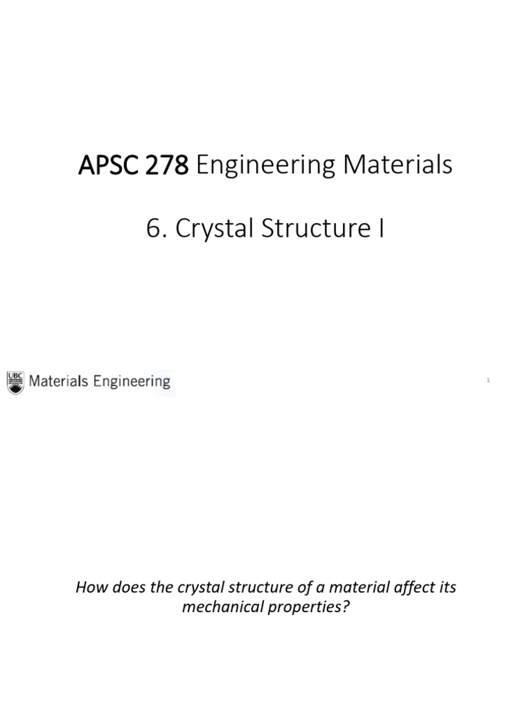Crystal Structures and Material Properties | PDF | Crystal Structure ...