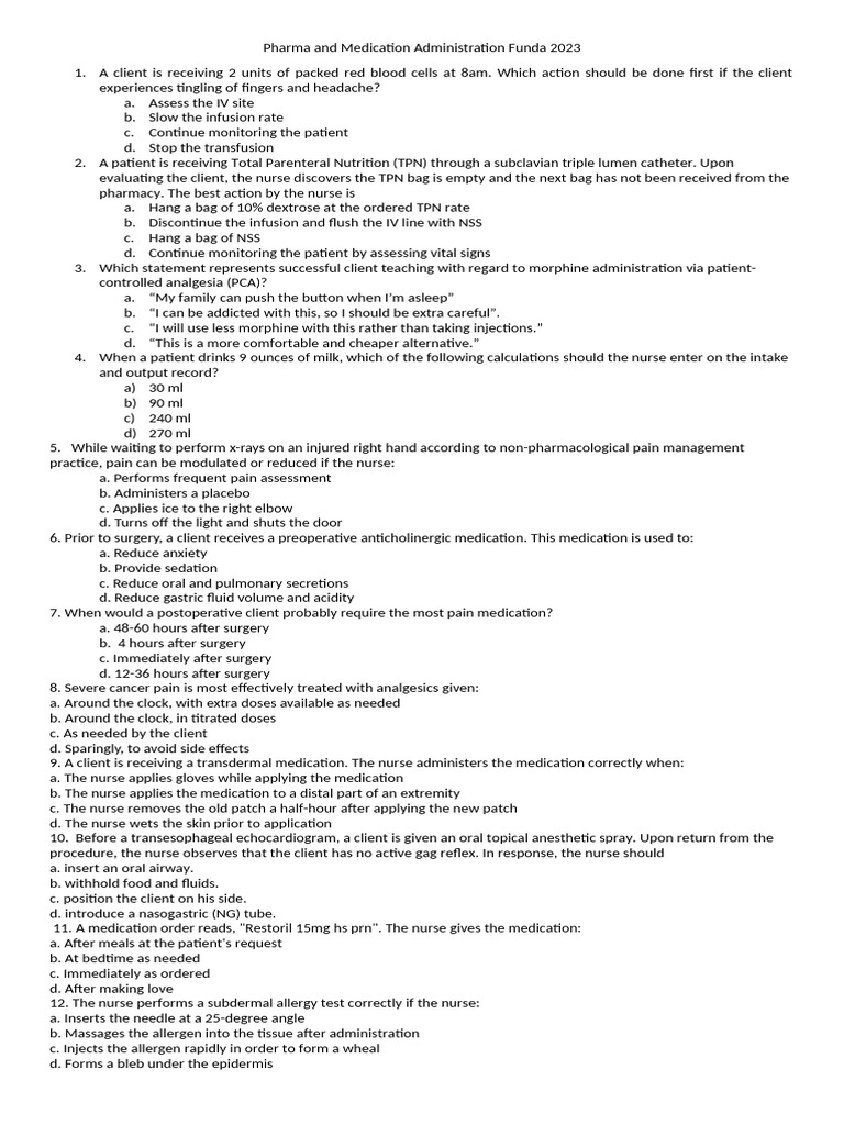 Nursing Medication Administration Guide | PDF | Intravenous Therapy ...